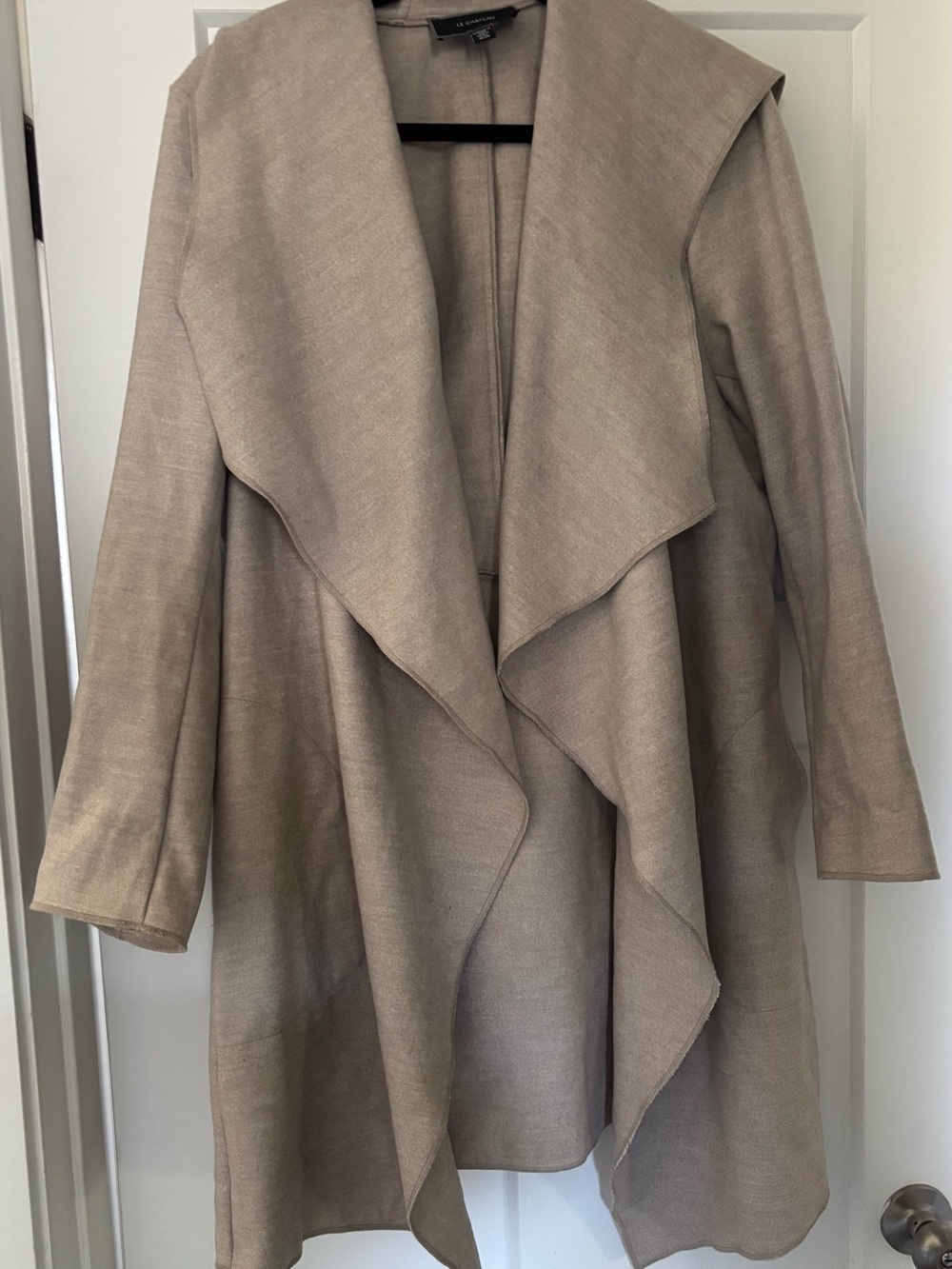 le chateau oatmeal Open-Front Draped Coat